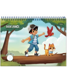 imagem principal do produto Caderno Meia Pauta Espiral  Aventurinos - Começando a escrever