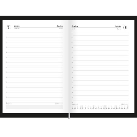 Foto ilustrativa Agenda Compacta Costurada Preta
