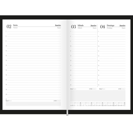 Foto ilustrativa Agenda Compacta Costurada Preta