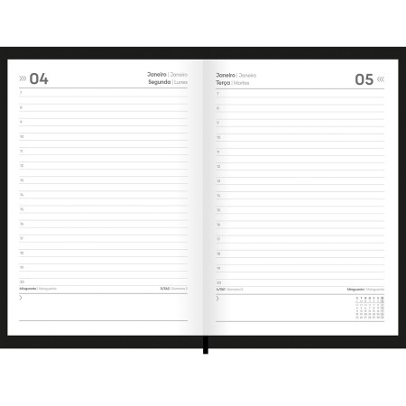 Foto ilustrativa Agenda Compacta Costurada Preta