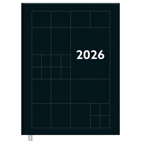 Foto ilustrativa Agenda Compacta Costurada Preta
