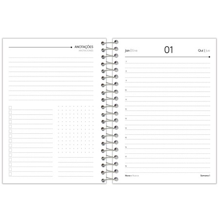 Foto ilustrativa Agenda Espiral Preta Cliff