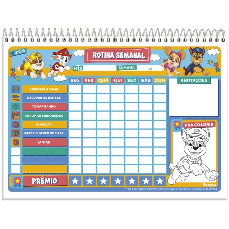 Foto ilustrativa Agenda Rotina Semanal Patrulha Canina