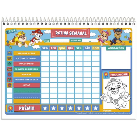 Foto ilustrativa Agenda Rotina Semanal Patrulha Canina