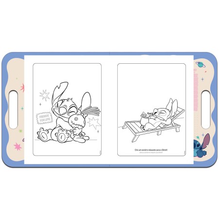 Foto ilustrativa Álbum De Colorir Maleta Stitch