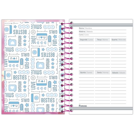 Foto ilustrativa Caderneta Espiral 1/8 Capa Dura Amigas Para Sempre