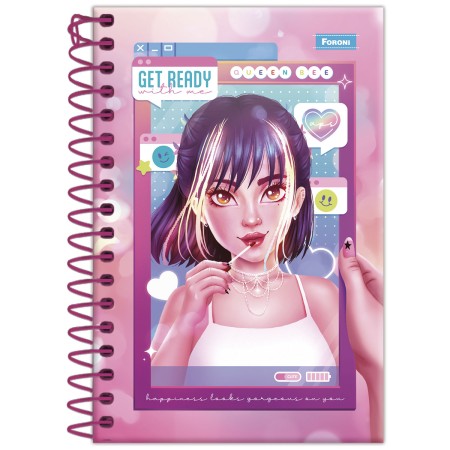 Foto ilustrativa Caderneta Espiral 1/8 Capa Dura Amigas Para Sempre