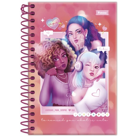 Foto ilustrativa Caderneta Espiral 1/8 Capa Dura Amigas Para Sempre