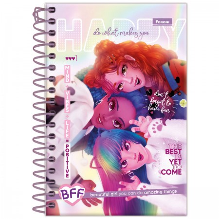 Foto ilustrativa Caderneta Espiral 1/8 Capa Dura Amigas Para Sempre