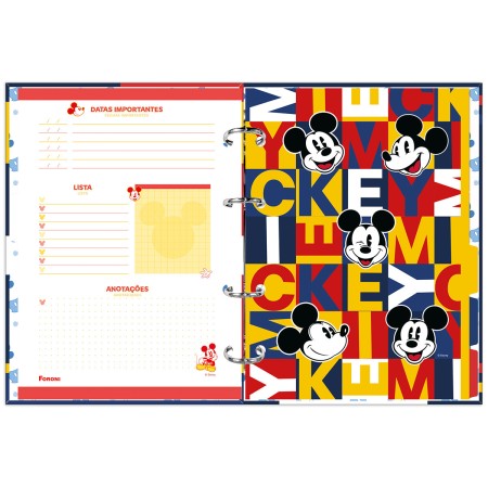 Foto ilustrativa Caderno Argolado Coleg. Sem Lombo Mickey Mouse