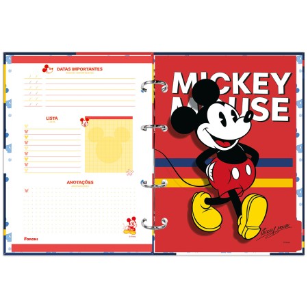 Foto ilustrativa Caderno Argolado Coleg. Sem Lombo Mickey Mouse