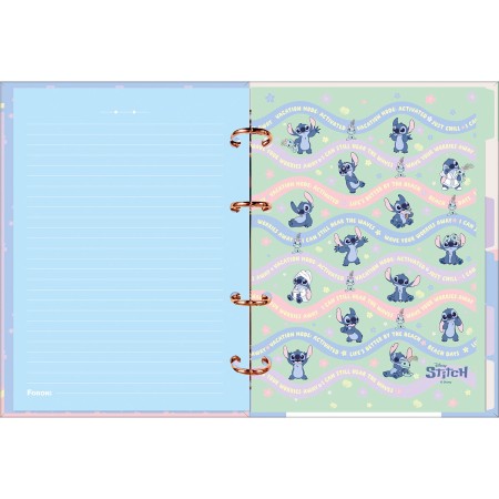 Foto ilustrativa Caderno Argolado Colegial Sem Lombo Stitch