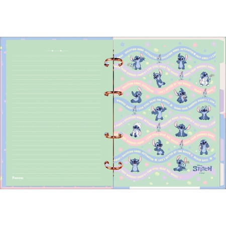 Foto ilustrativa Caderno Argolado Colegial Sem Lombo Stitch