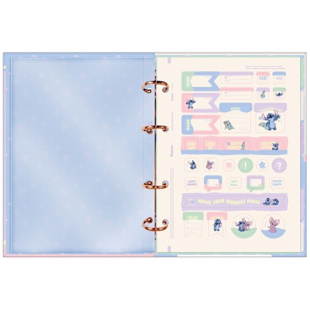 Foto ilustrativa Caderno Argolado Colegial Sem Lombo Stitch