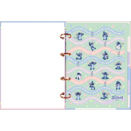 Foto ilustrativa Caderno Argolado Colegial Sem Lombo Stitch