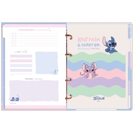 Foto ilustrativa Caderno Argolado Colegial Sem Lombo Stitch