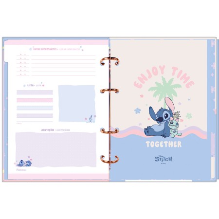 Foto ilustrativa Caderno Argolado Colegial Sem Lombo Stitch