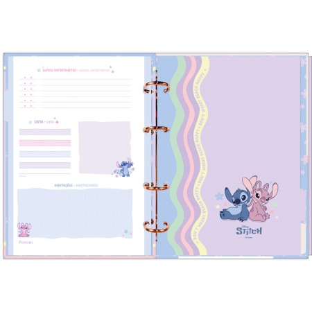 Foto ilustrativa Caderno Argolado Colegial Sem Lombo Stitch