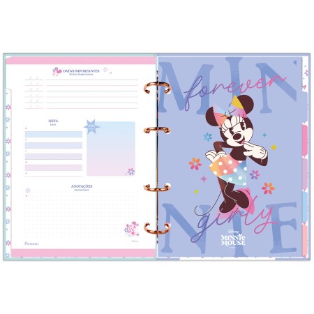 Foto ilustrativa Caderno Argolado sem Lombo Minnie Mouse