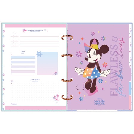 Foto ilustrativa Caderno Argolado sem Lombo Minnie Mouse