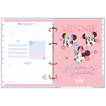 Foto ilustrativa Caderno Argolado sem Lombo Minnie Mouse