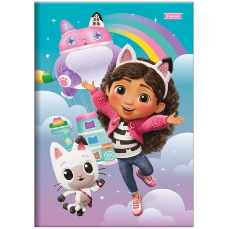 Foto ilustrativa Caderno Brochura e Brochurão Capa Dura A Casa Mágica da Gabby