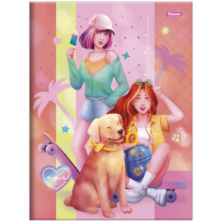 Foto ilustrativa Caderno Brochura e Brochurão Capa Dura Amigas Para Sempre