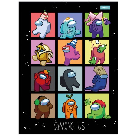 Foto ilustrativa Caderno Brochura e Brochurão Capa Dura Among Us