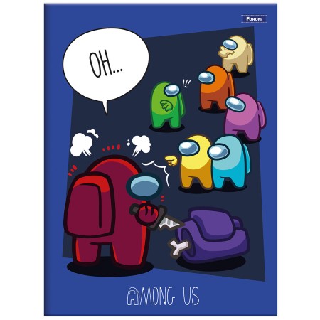 Foto ilustrativa Caderno Brochura e Brochurão Capa Dura Among Us