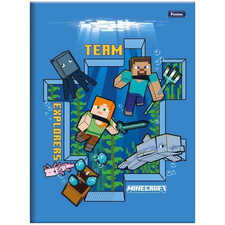 Foto ilustrativa Caderno Brochura e Brochurão Capa Dura Minecraft