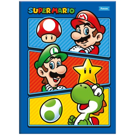 Foto ilustrativa Caderno Brochura e Brochurão Capa Dura Super Mario