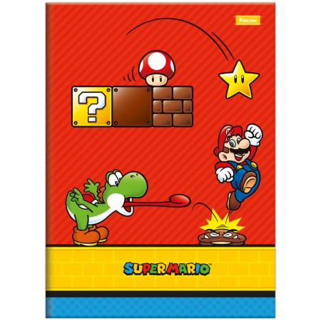 Foto ilustrativa Caderno Brochura e Brochurão Capa Dura Super Mario