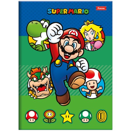 Foto ilustrativa Caderno Brochura e Brochurão Capa Dura Super Mario