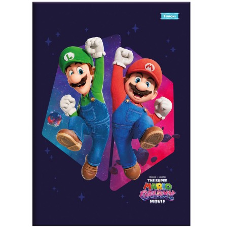 Foto ilustrativa Caderno Brochura e Brochurão Capa Dura The Super Mario Galaxy Movie