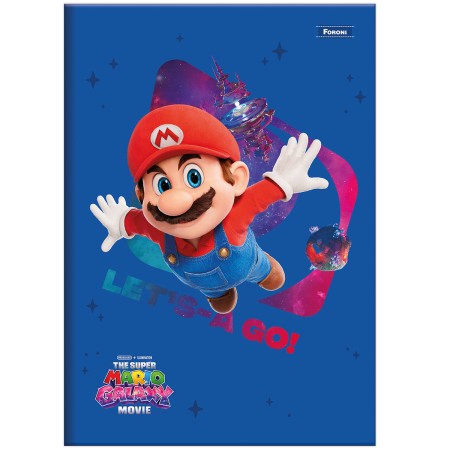 Foto ilustrativa Caderno Brochura e Brochurão Capa Dura The Super Mario Galaxy Movie