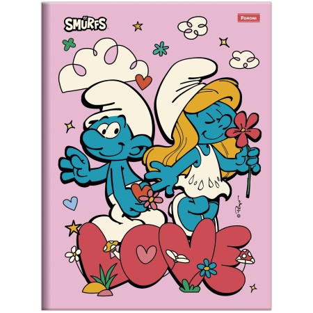 Foto ilustrativa Caderno Brochurão Capa Dura Costurado Smurfs