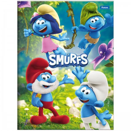 Foto ilustrativa Caderno Brochurão Capa Dura Costurado Smurfs