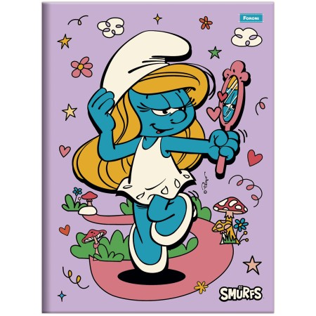 Foto ilustrativa Caderno Brochurão Capa Dura Costurado Smurfs