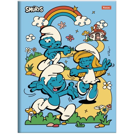 Foto ilustrativa Caderno Brochurão Capa Dura Costurado Smurfs