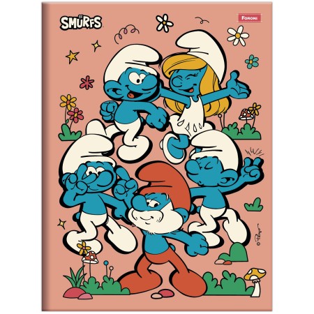 Foto ilustrativa Caderno Brochurão Capa Dura Costurado Smurfs