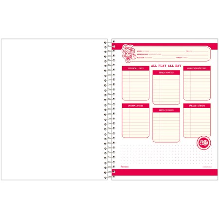 Foto ilustrativa Caderno Capa Dura College 80 anos de Mattel