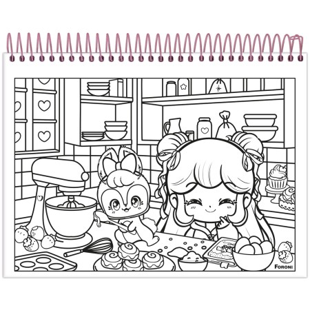 Foto ilustrativa Caderno Capa Dura para Colorir Doll