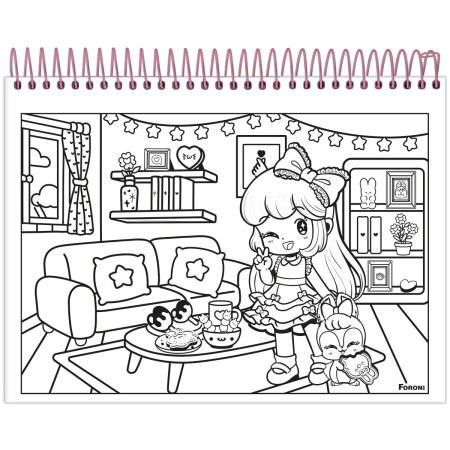 Foto ilustrativa Caderno Capa Dura para Colorir Doll