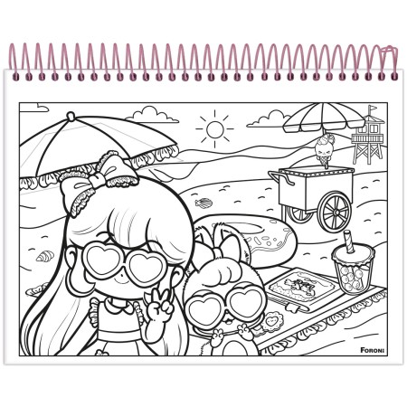 Foto ilustrativa Caderno Capa Dura para Colorir Doll