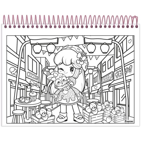 Foto ilustrativa Caderno Capa Dura para Colorir Doll