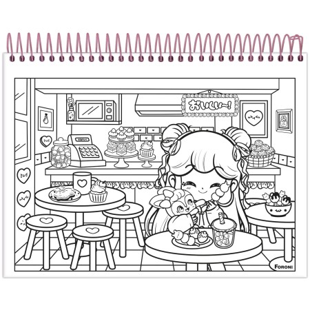 Foto ilustrativa Caderno Capa Dura para Colorir Doll