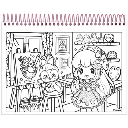 Foto ilustrativa Caderno Capa Dura para Colorir Doll