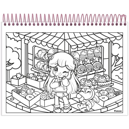 Foto ilustrativa Caderno Capa Dura para Colorir Doll