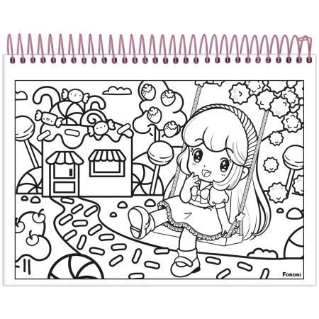 Foto ilustrativa Caderno Capa Dura para Colorir Doll
