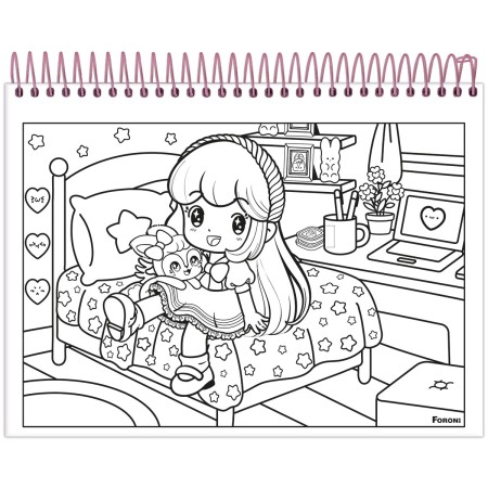 Foto ilustrativa Caderno Capa Dura para Colorir Doll